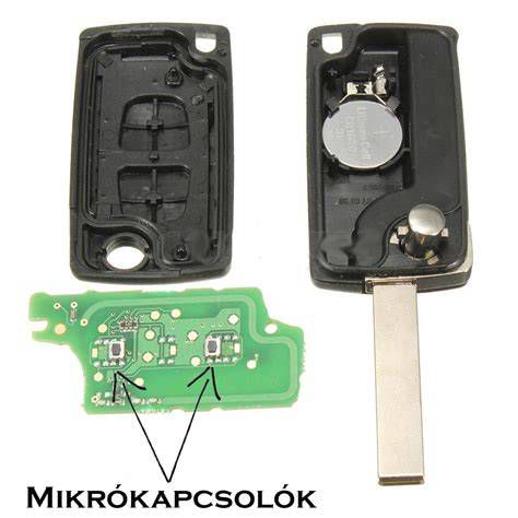 autókulcs belseje és a mikrokapcsolók elhelyezkedése