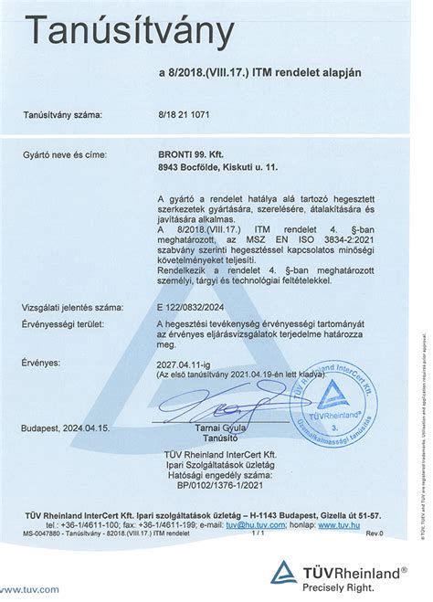 TÜV tanúsítvány logó