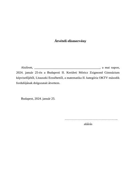 Átvételi elismervény és garancia