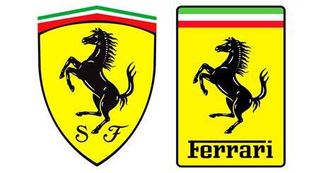Le due versioni del logo Ferrari: Scudetto e Rettangolare