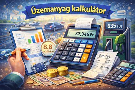 Üzemanyag kalkulátor felülete