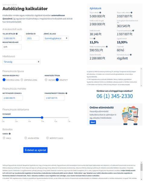 Autólízing önerő kalkulátor