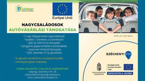 Nagycsaládosok autóvásárlási támogatása infografika