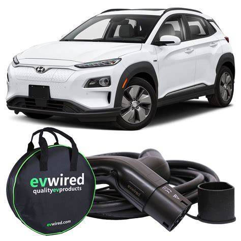 Illustration of Hyundai Kona Electric charging port locations and cable types