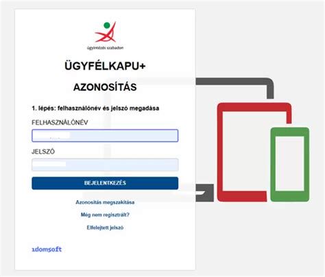 Ügyfélkapu felület egy jogosítvány megújítási folyamat során